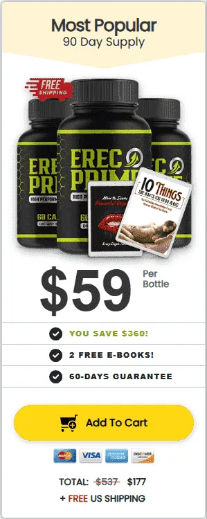 ErecPrime three-bottle package with free bonus eBooks and free shipping offer.